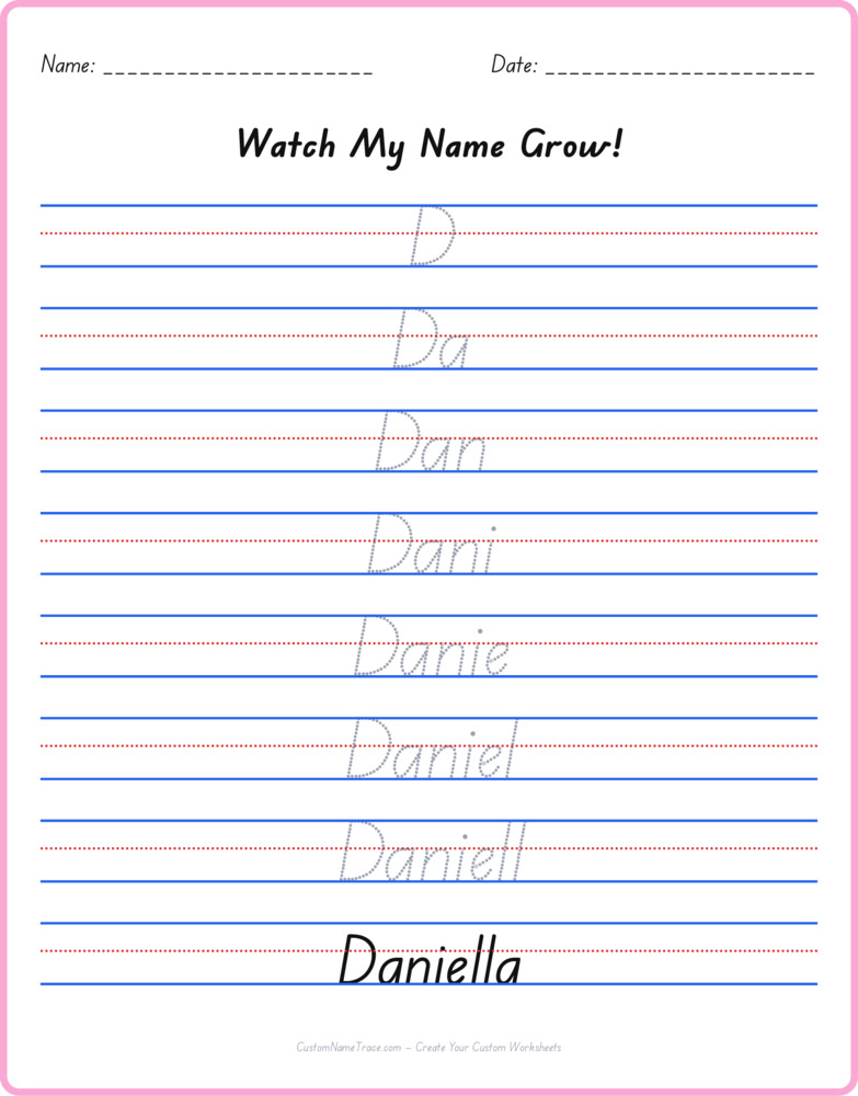 Free Daniella custom name tracing - pyramid free worksheet