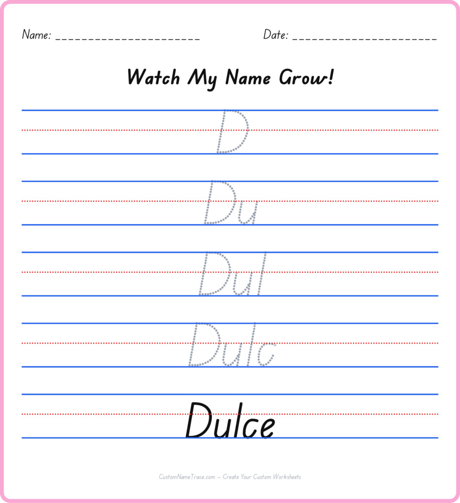 Free Dulce custom name tracing - pyramid free worksheet