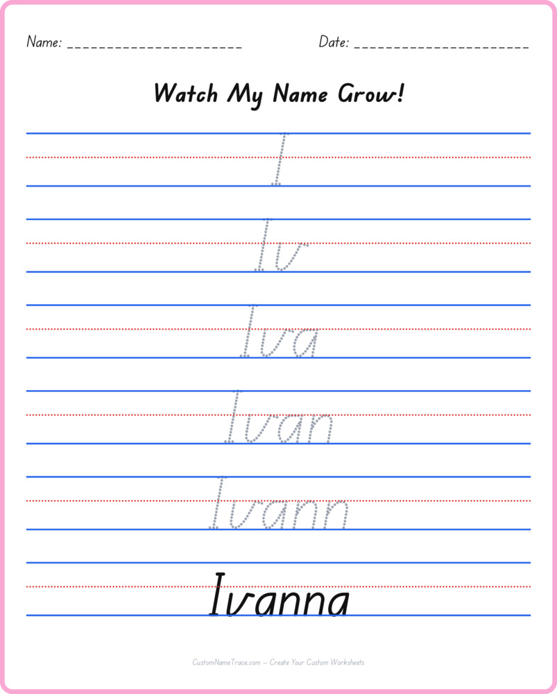 Free Ivanna custom name tracing - pyramid free worksheet