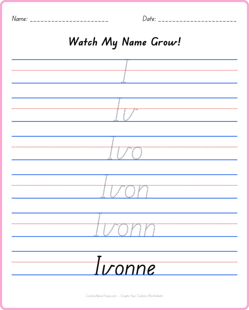 Free Ivonne custom name tracing - pyramid free worksheet