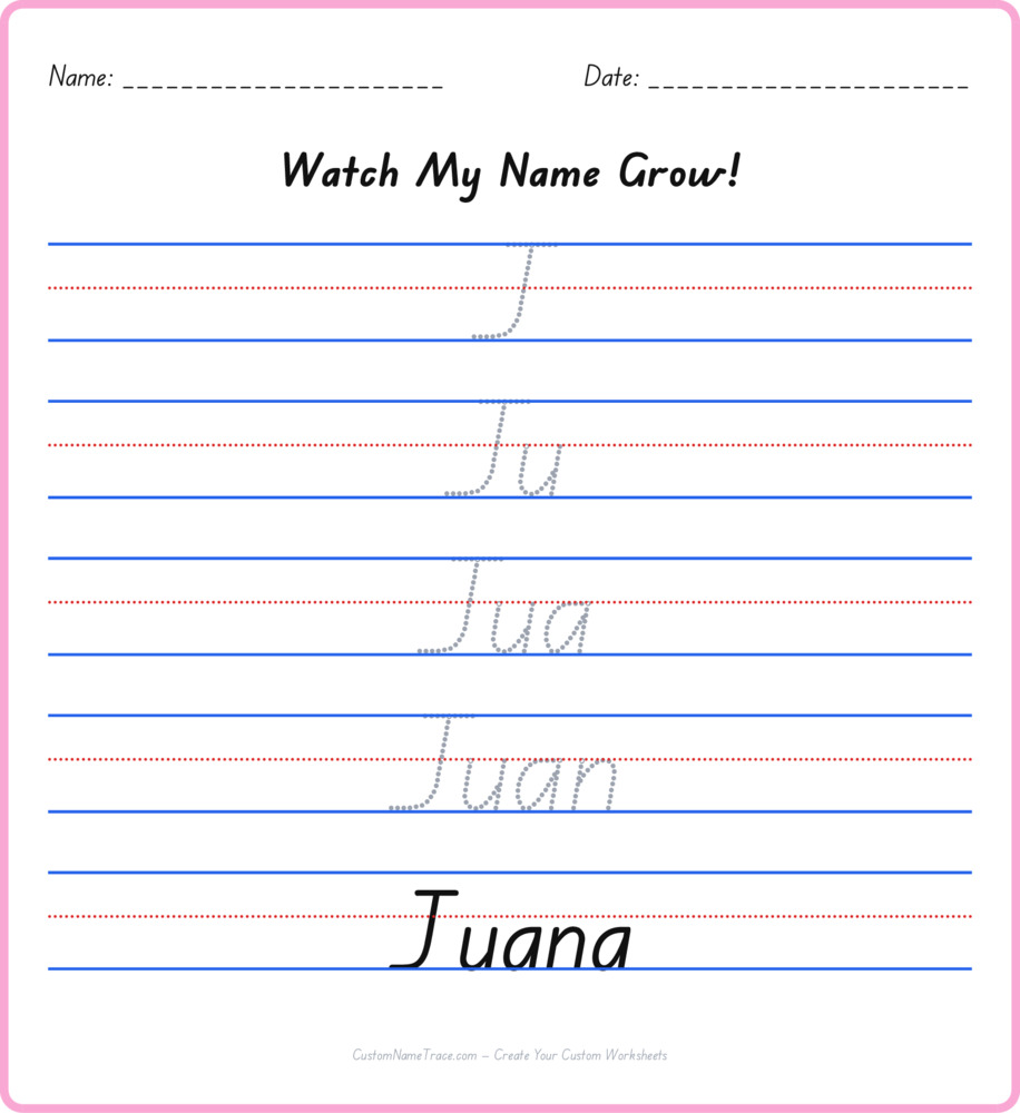 Free Juana custom name tracing - pyramid free worksheet