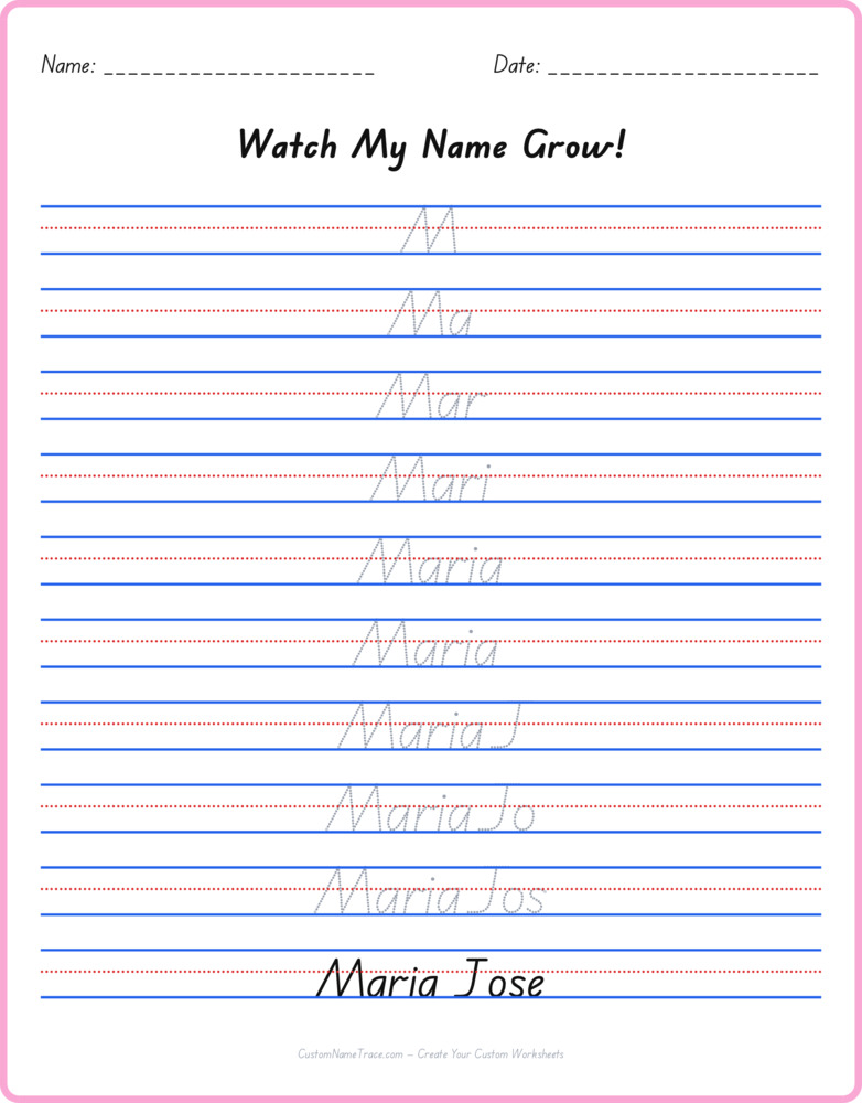 Free Maria Jose custom name tracing - pyramid free worksheet