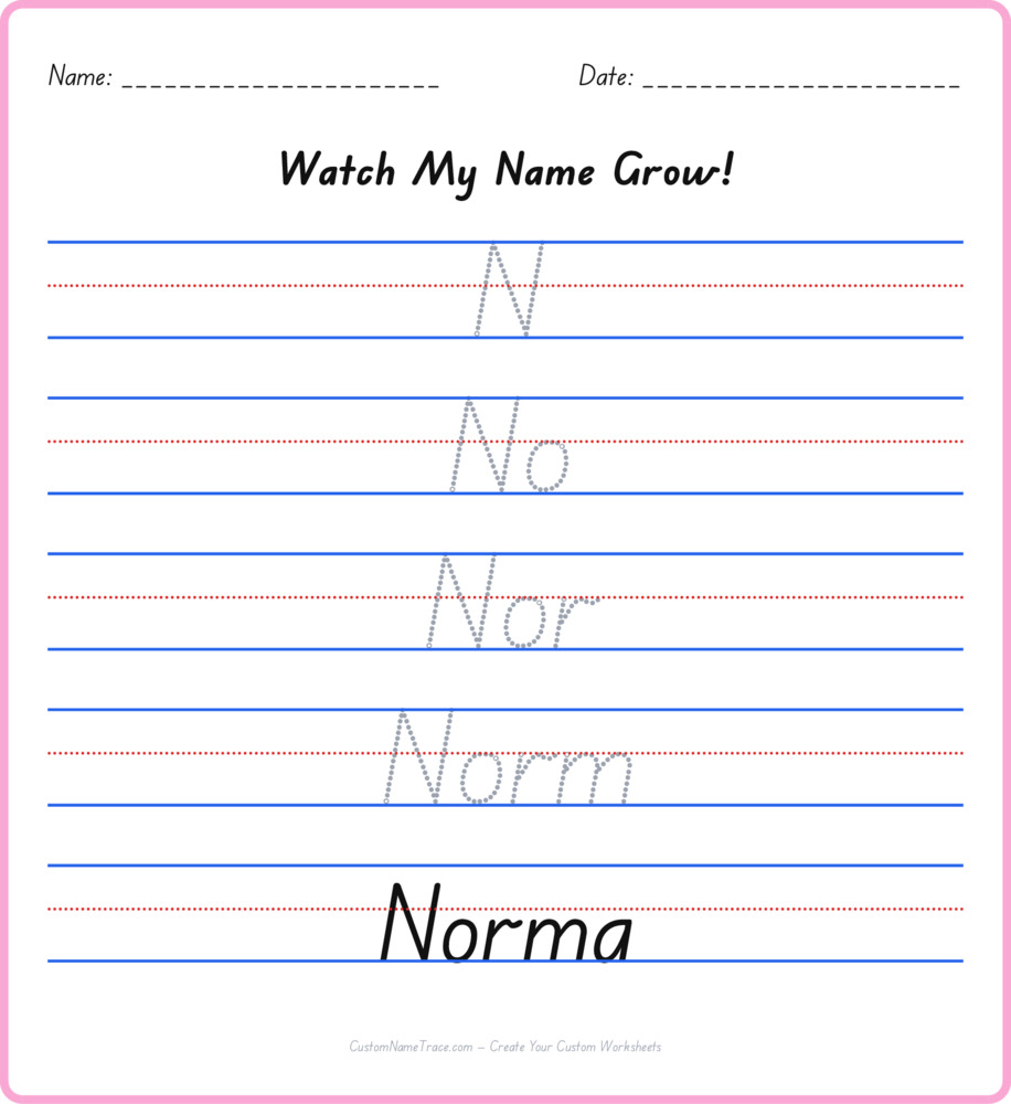 Free Norma custom name tracing - pyramid free worksheet