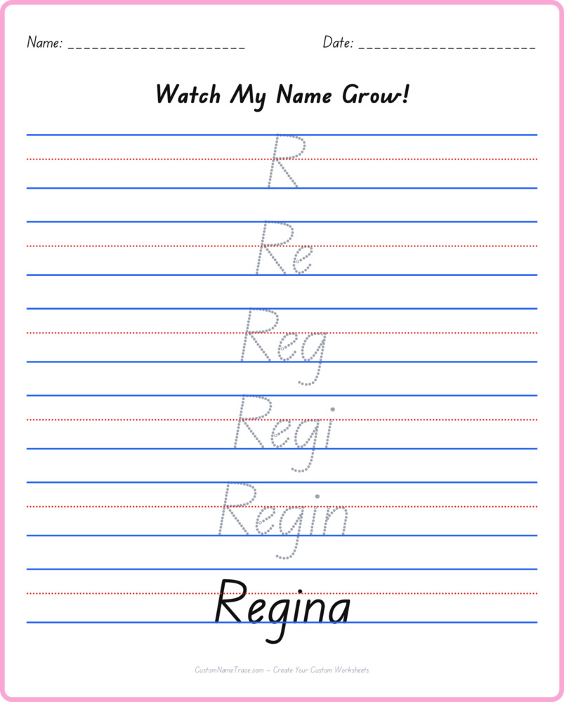 Free Regina custom name tracing - pyramid free worksheet