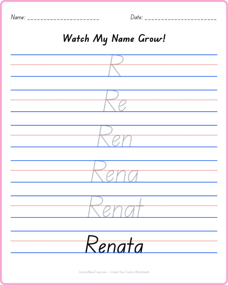 Free Renata custom name tracing - pyramid free worksheet