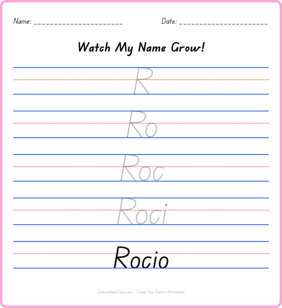 Free Rocio custom name tracing - pyramid free worksheet