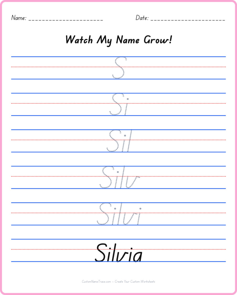 Free Silvia custom name tracing - pyramid free worksheet