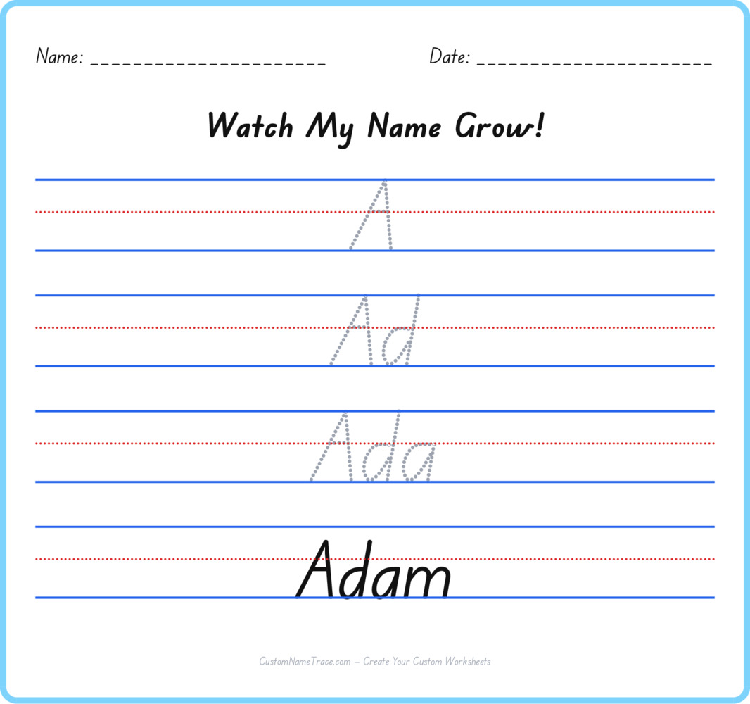 Free Adam custom name tracing - pyramid free worksheet