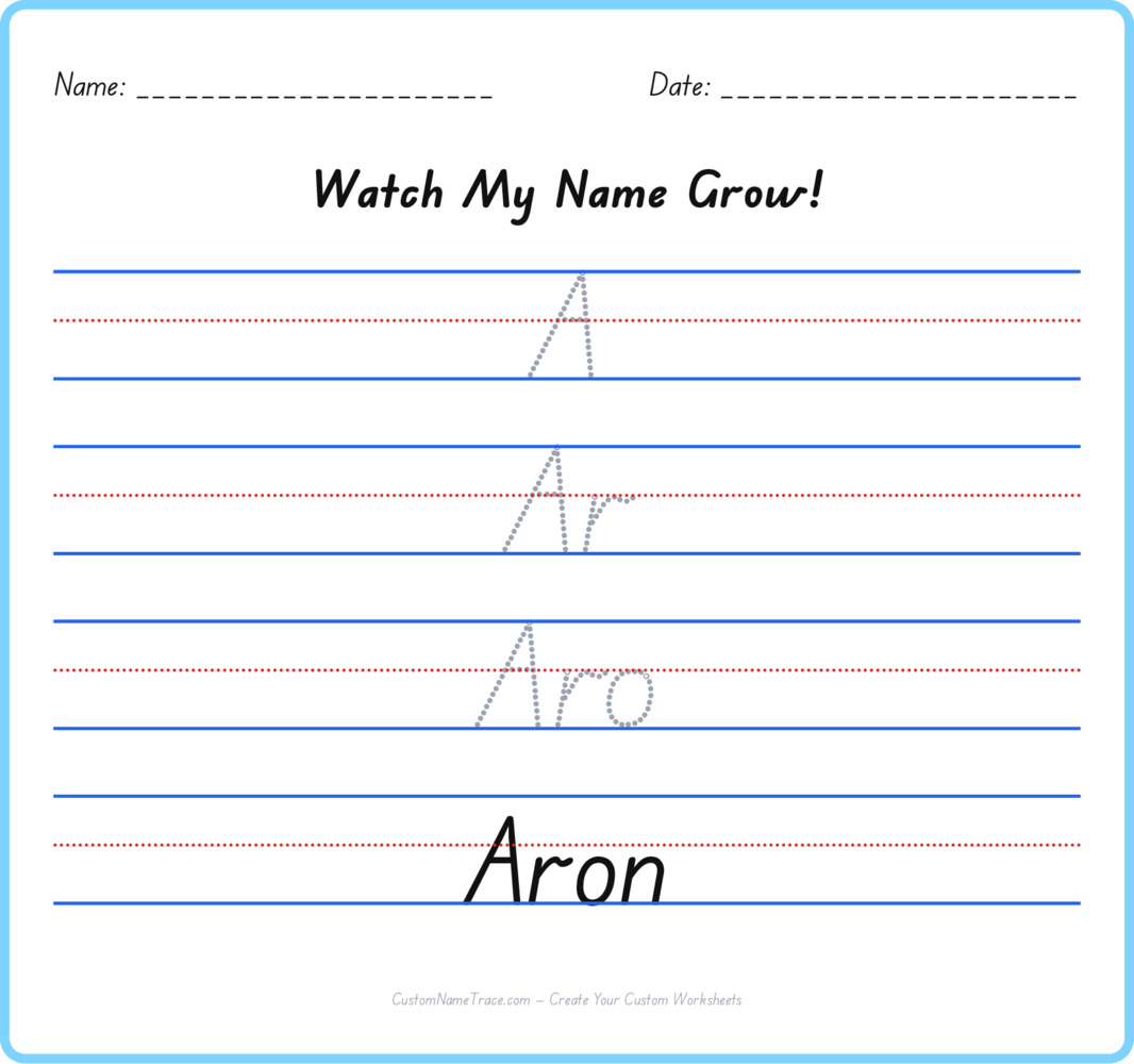 Free Aron custom name tracing - pyramid free worksheet