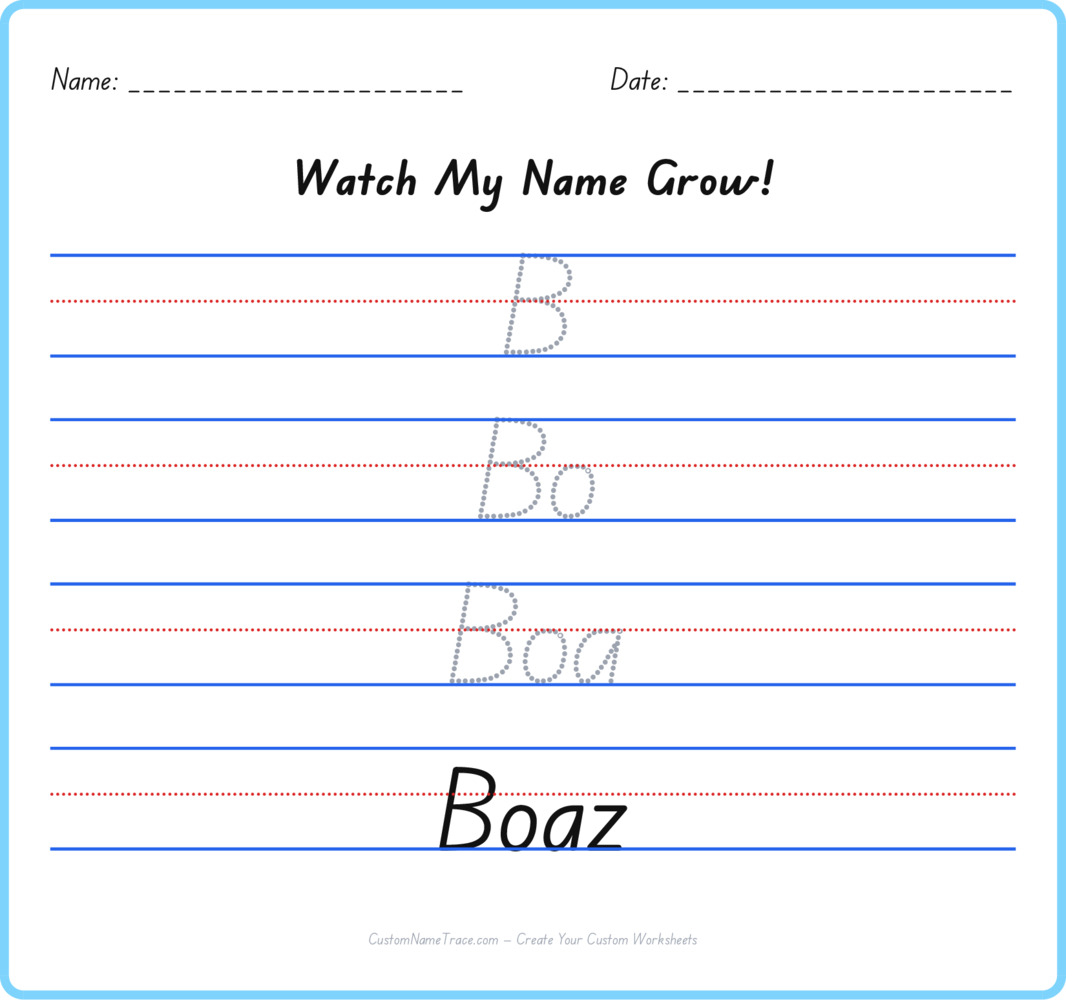 Free Boaz custom name tracing - pyramid free worksheet