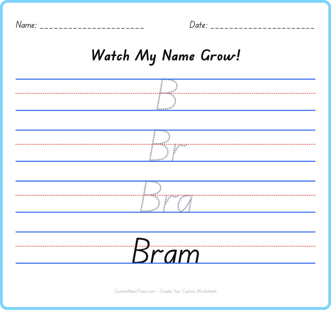 Free Bram custom name tracing - pyramid free worksheet