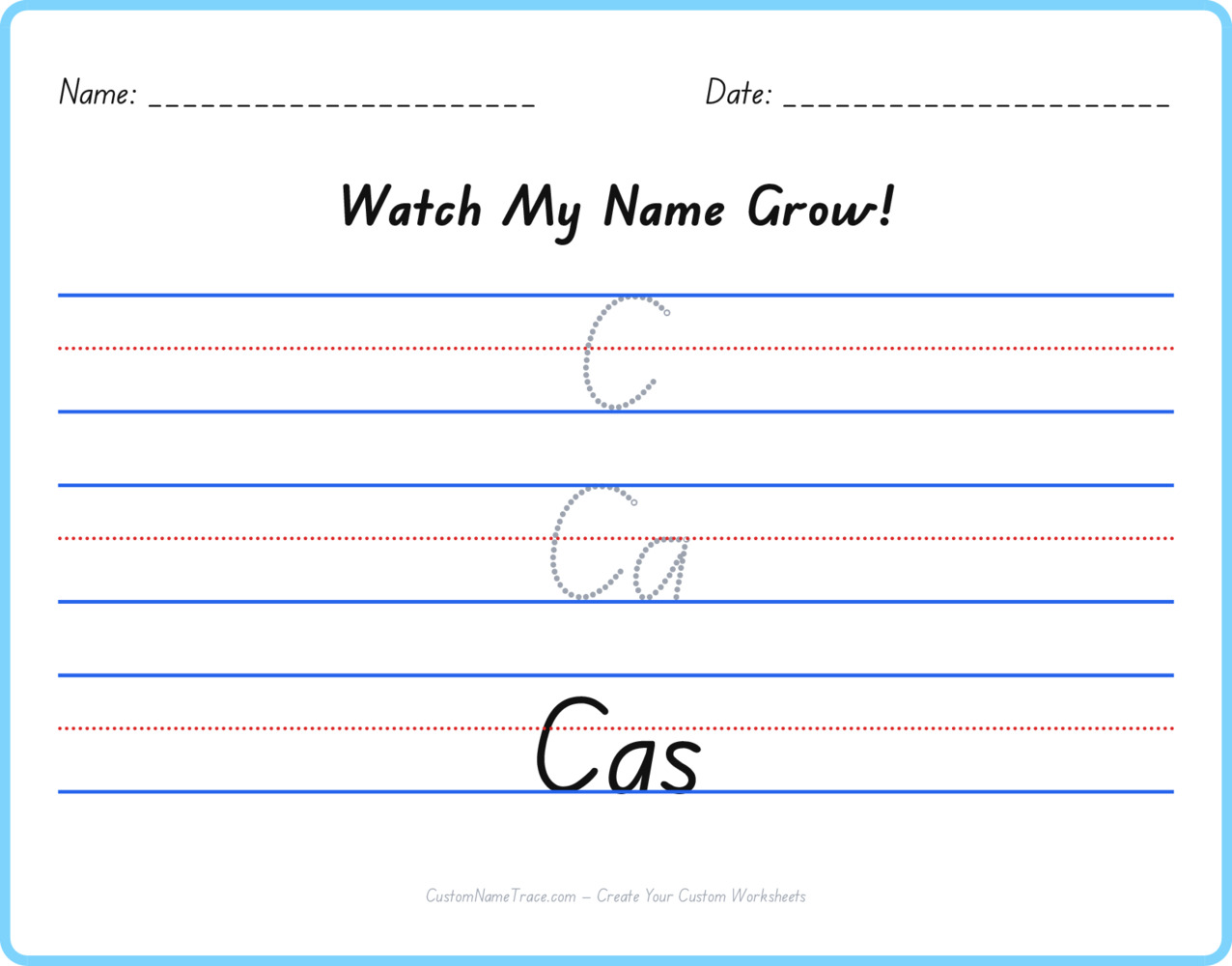 Free Cas custom name tracing - pyramid free worksheet