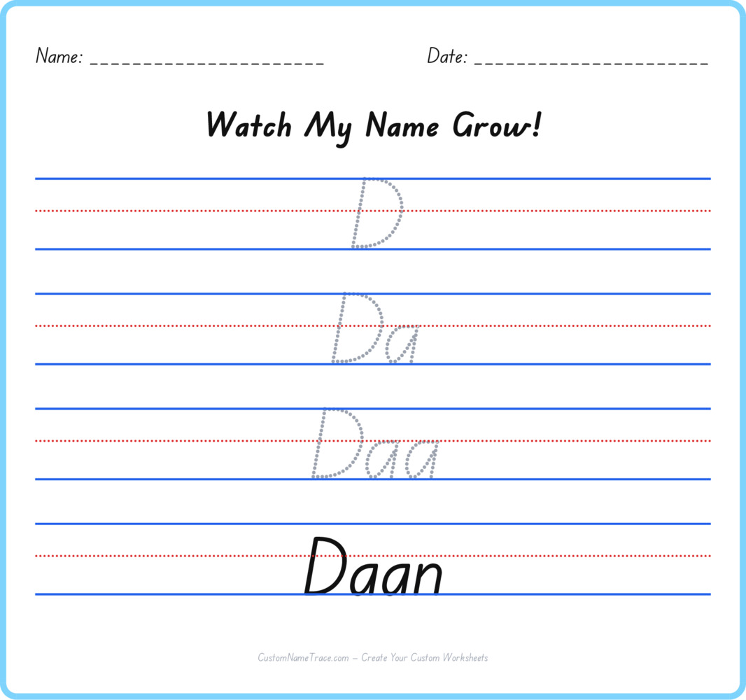 Free Daan custom name tracing - pyramid free worksheet