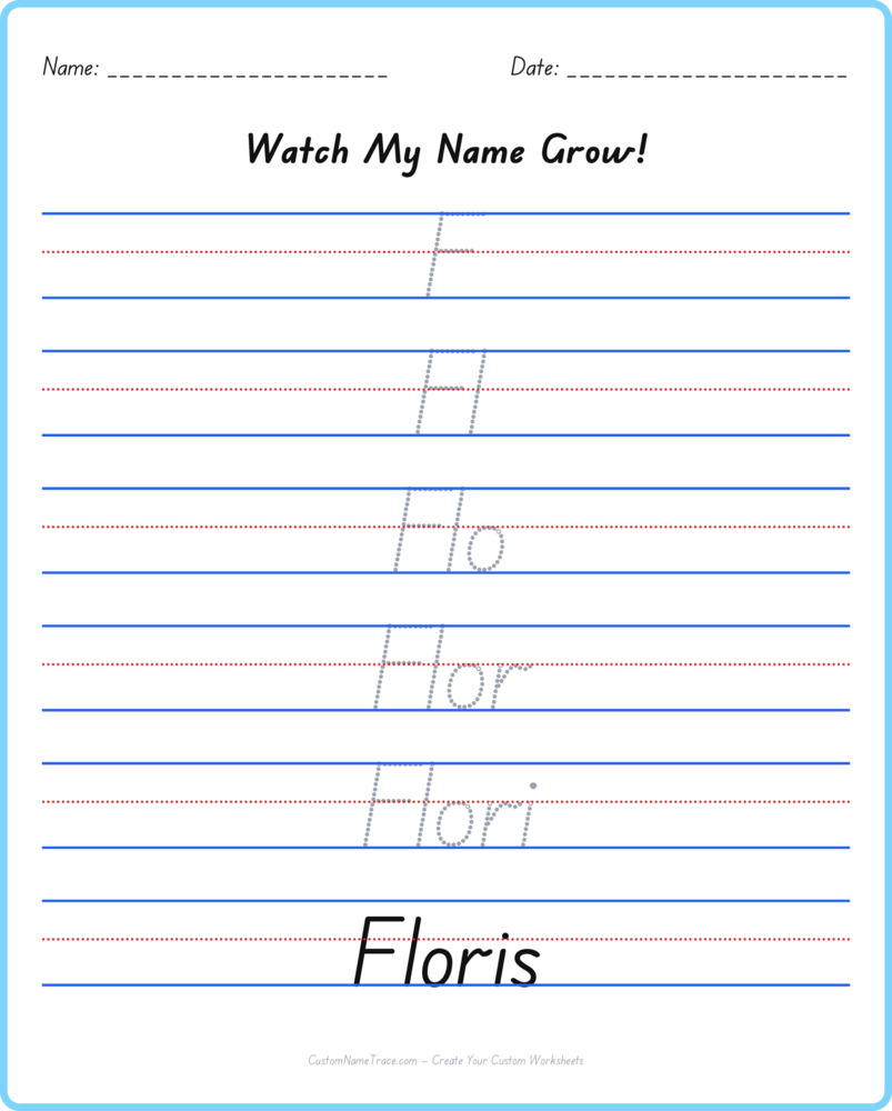 Free Floris custom name tracing - pyramid free worksheet