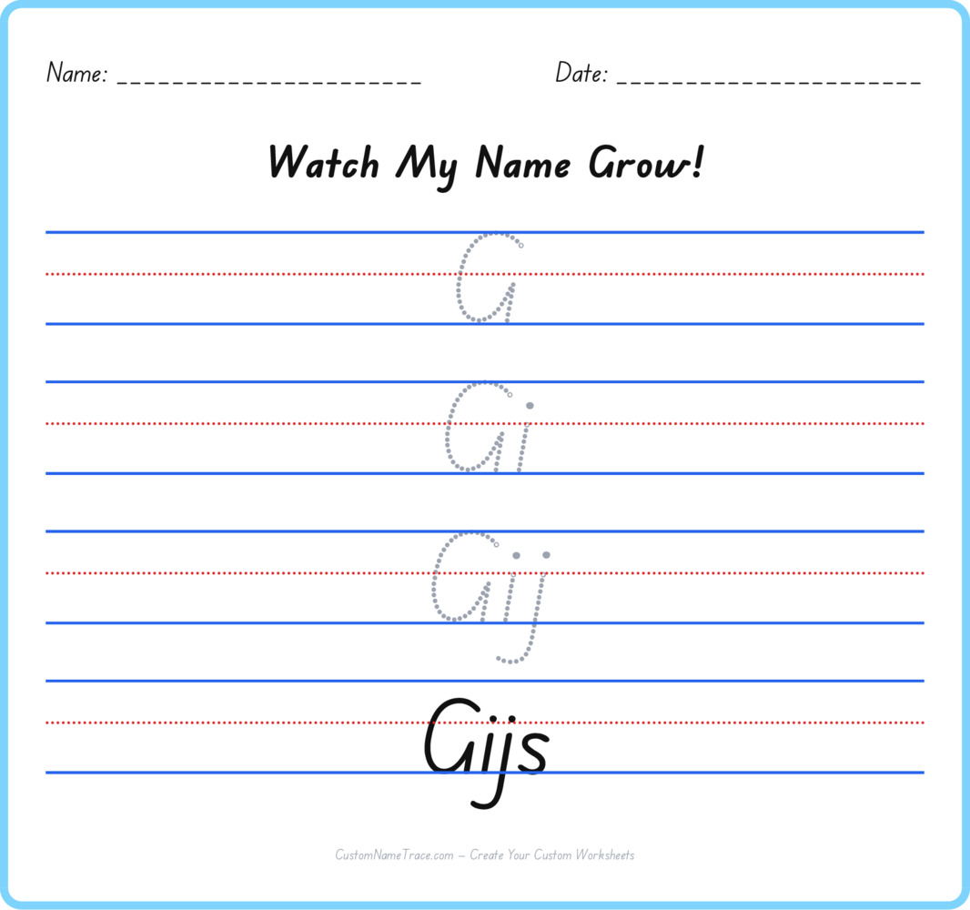 Free Gijs custom name tracing - pyramid free worksheet