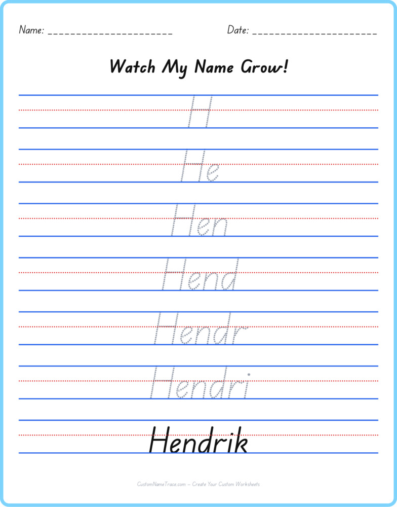 Free Hendrik custom name tracing - pyramid free worksheet