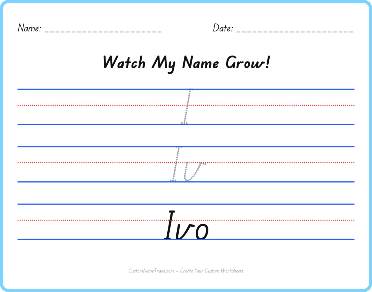 Free Ivo custom name tracing - pyramid free worksheet