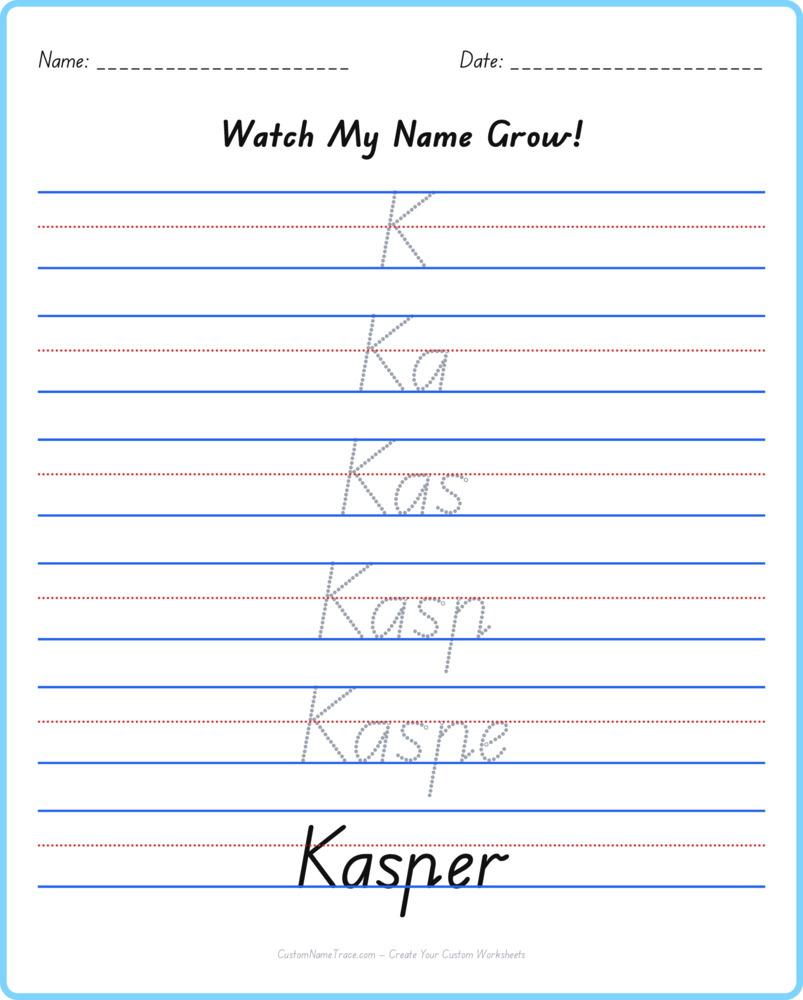 Free Kasper custom name tracing - pyramid free worksheet