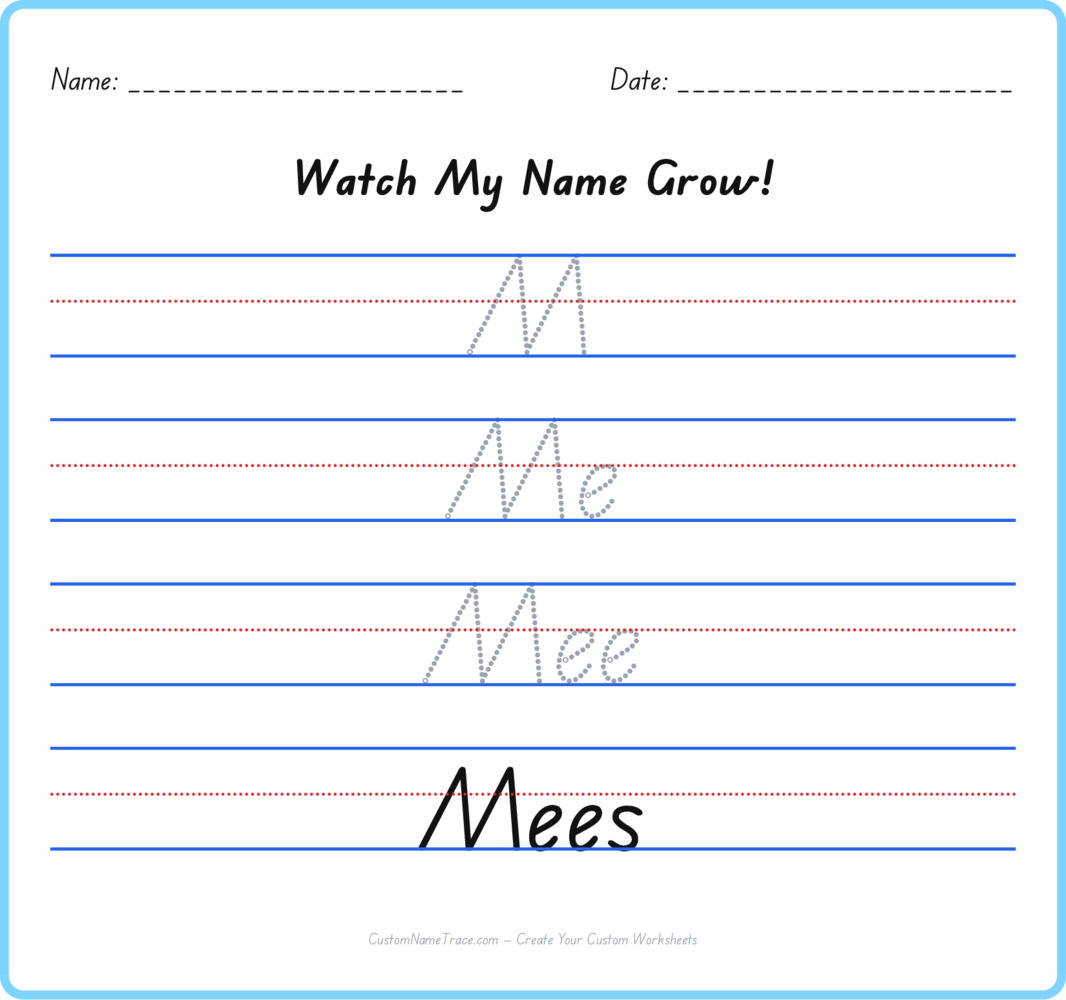 Free Mees custom name tracing - pyramid free worksheet