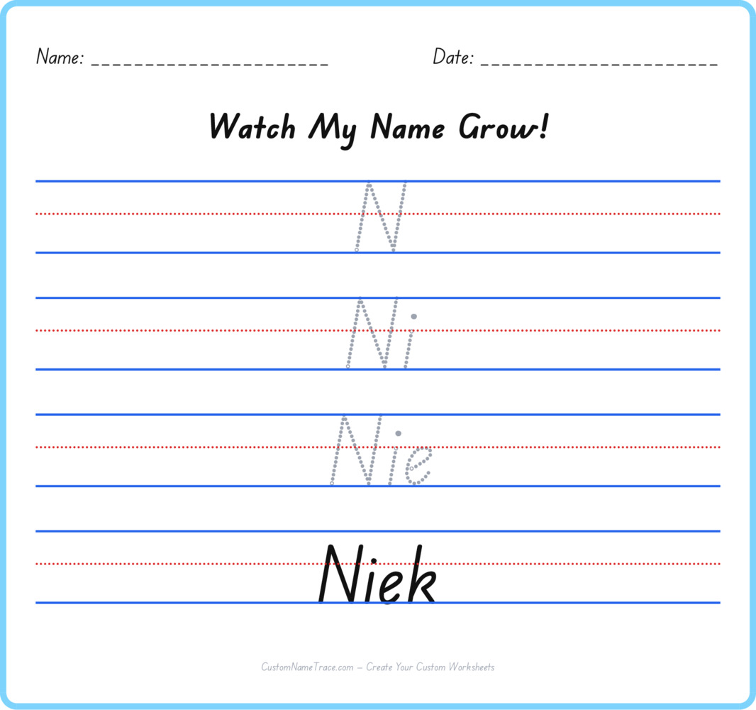 Free Niek custom name tracing - pyramid free worksheet
