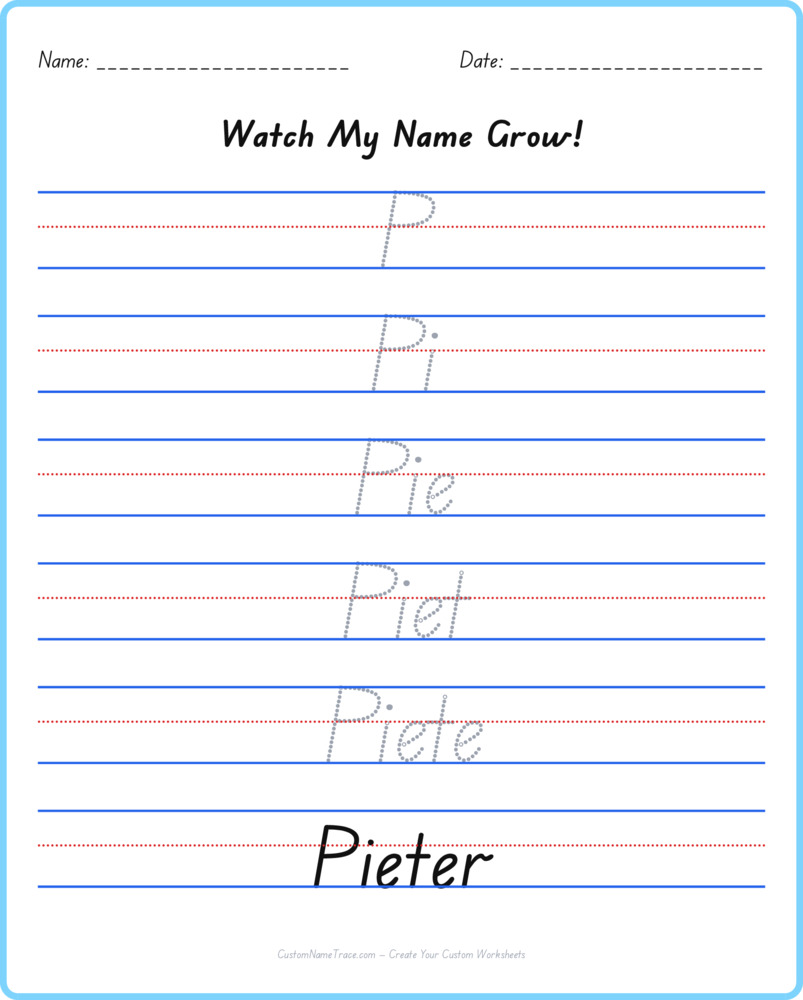 Free Pieter custom name tracing - pyramid free worksheet