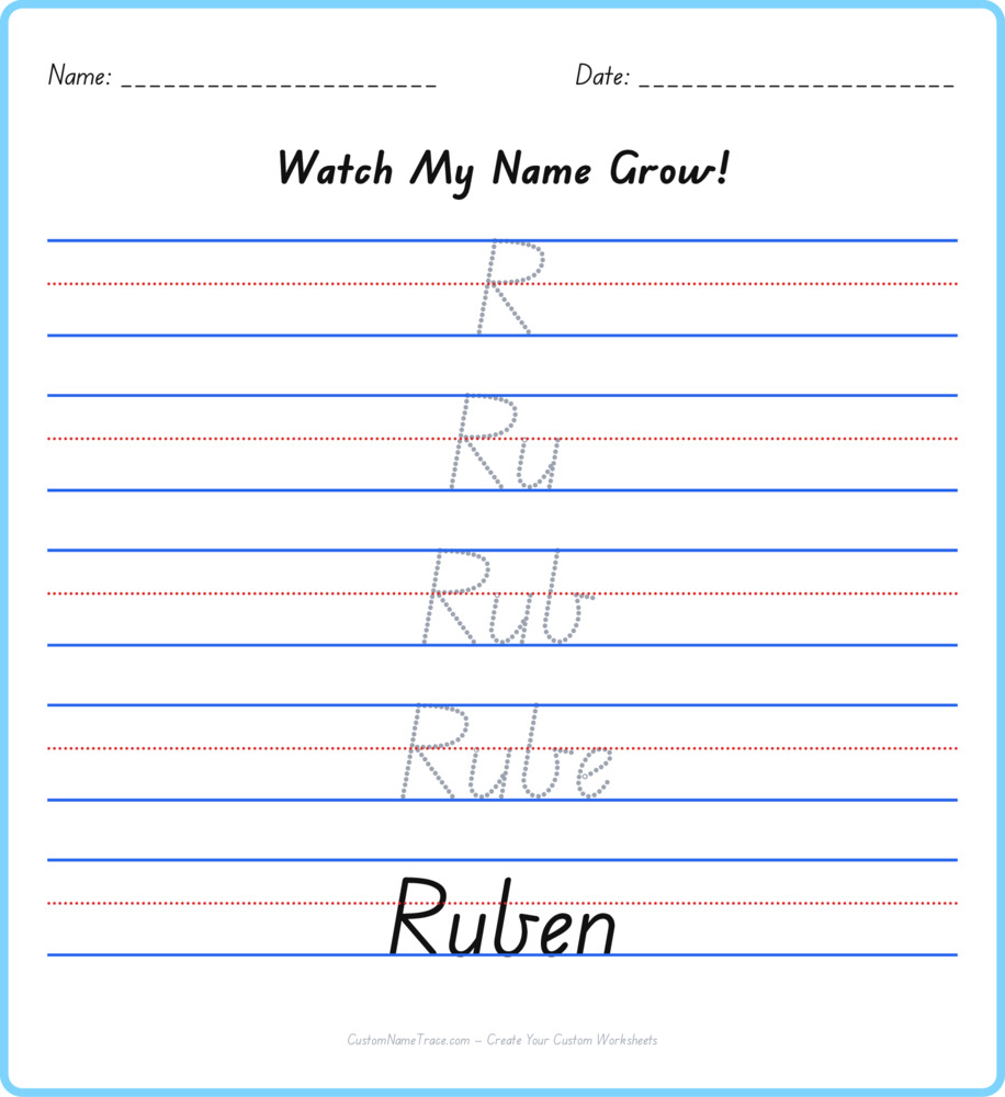 Free Ruben custom name tracing - pyramid free worksheet