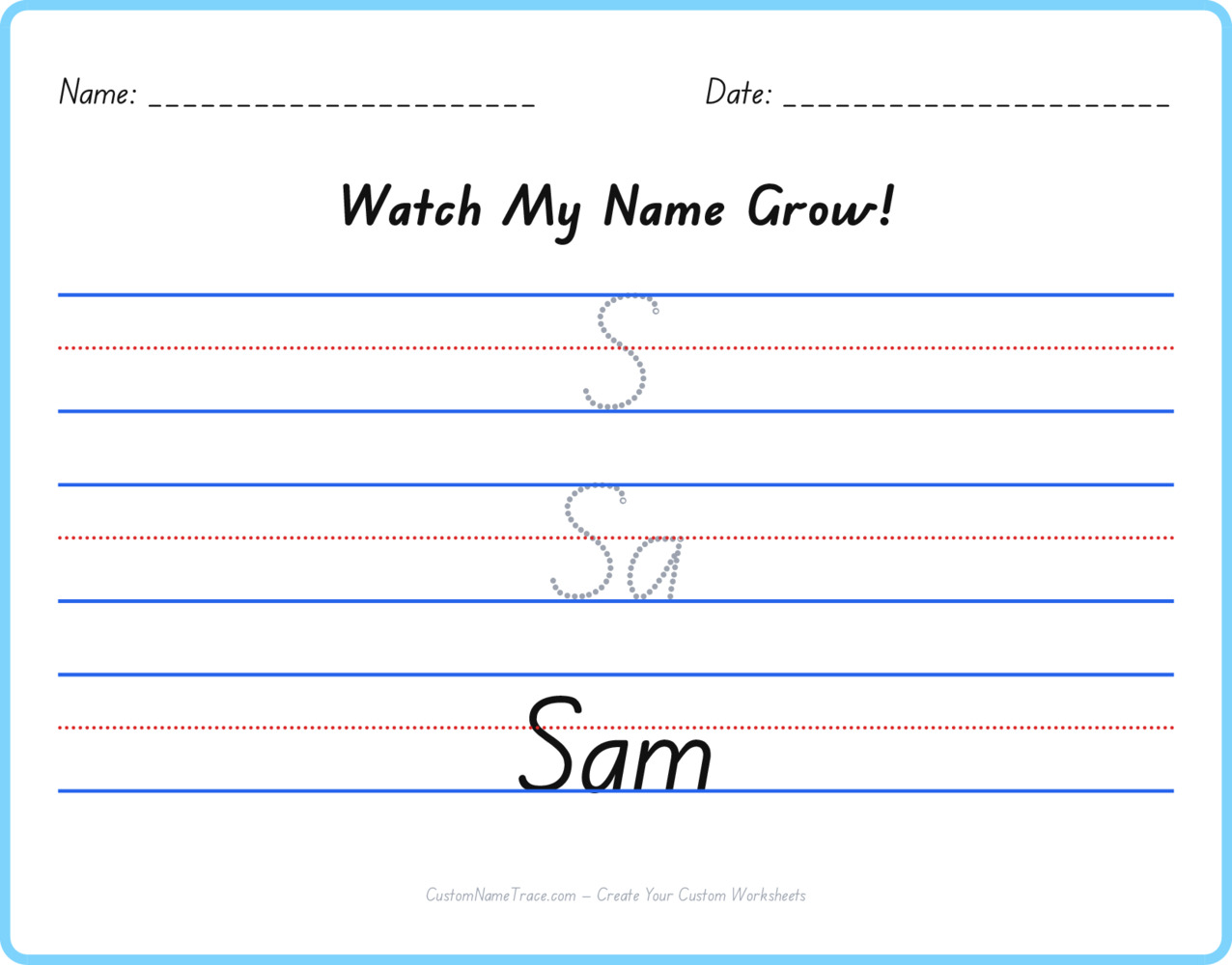 Free Sam custom name tracing - pyramid free worksheet