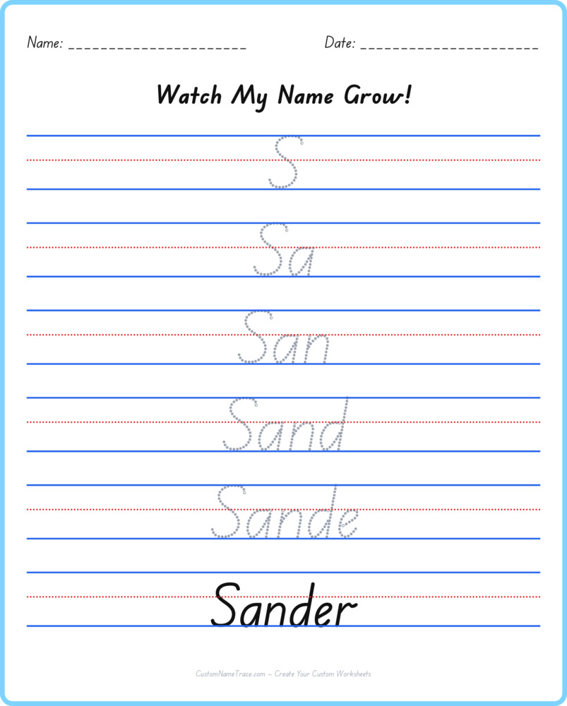 Free Sander custom name tracing - pyramid free worksheet