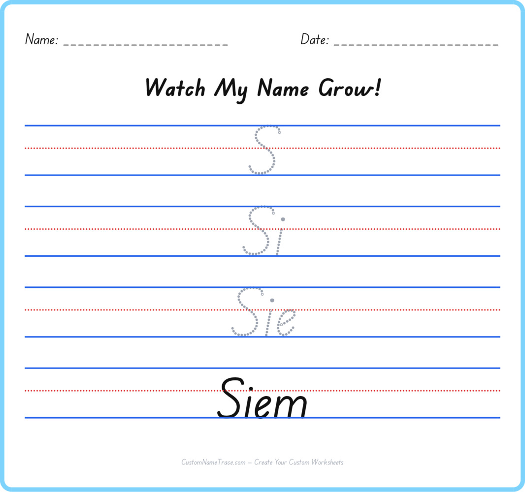 Free Siem custom name tracing - pyramid free worksheet