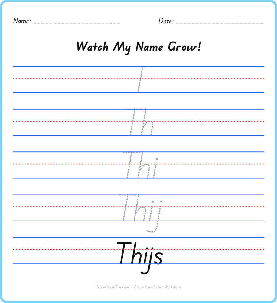 Free Thijs custom name tracing - pyramid free worksheet