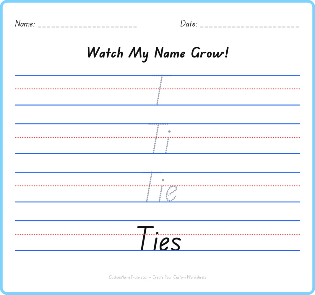 Free Ties custom name tracing - pyramid free worksheet