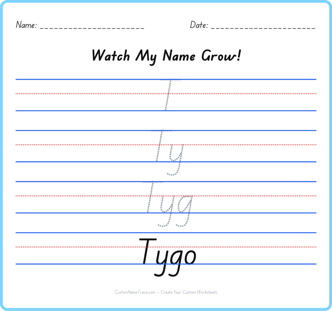 Free Tygo custom name tracing - pyramid free worksheet