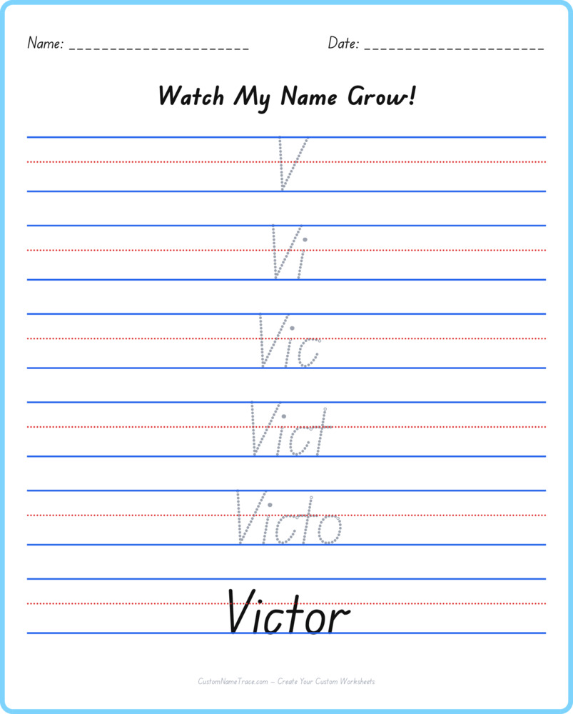 Free Victor custom name tracing - pyramid free worksheet