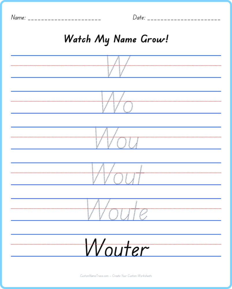 Free Wouter custom name tracing - pyramid free worksheet