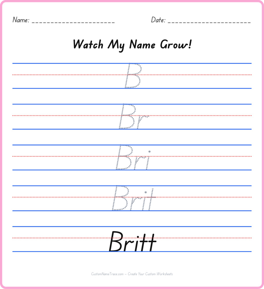 Free Britt custom name tracing - pyramid free worksheet
