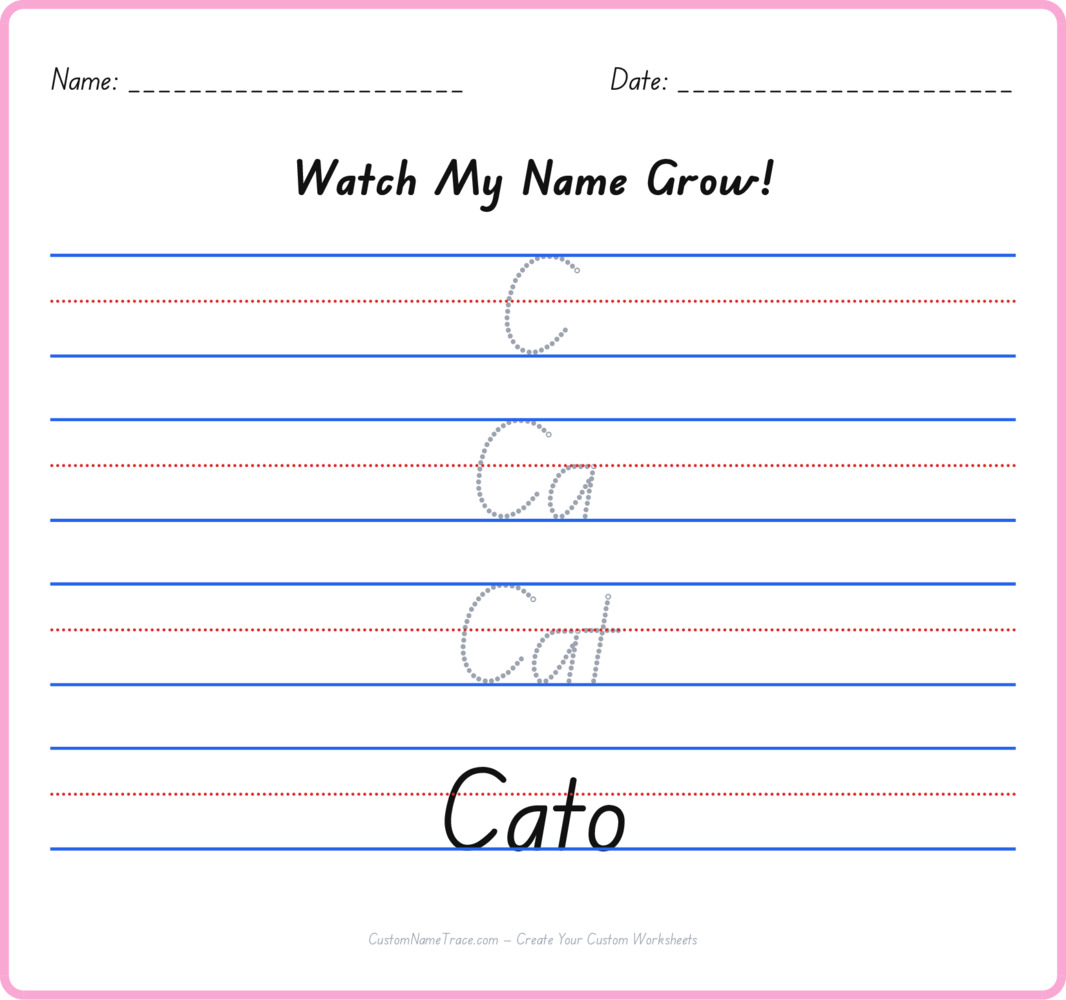 Free Cato custom name tracing - pyramid free worksheet
