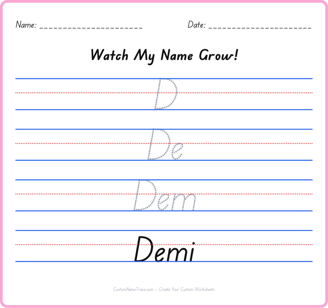 Free Demi custom name tracing - pyramid free worksheet