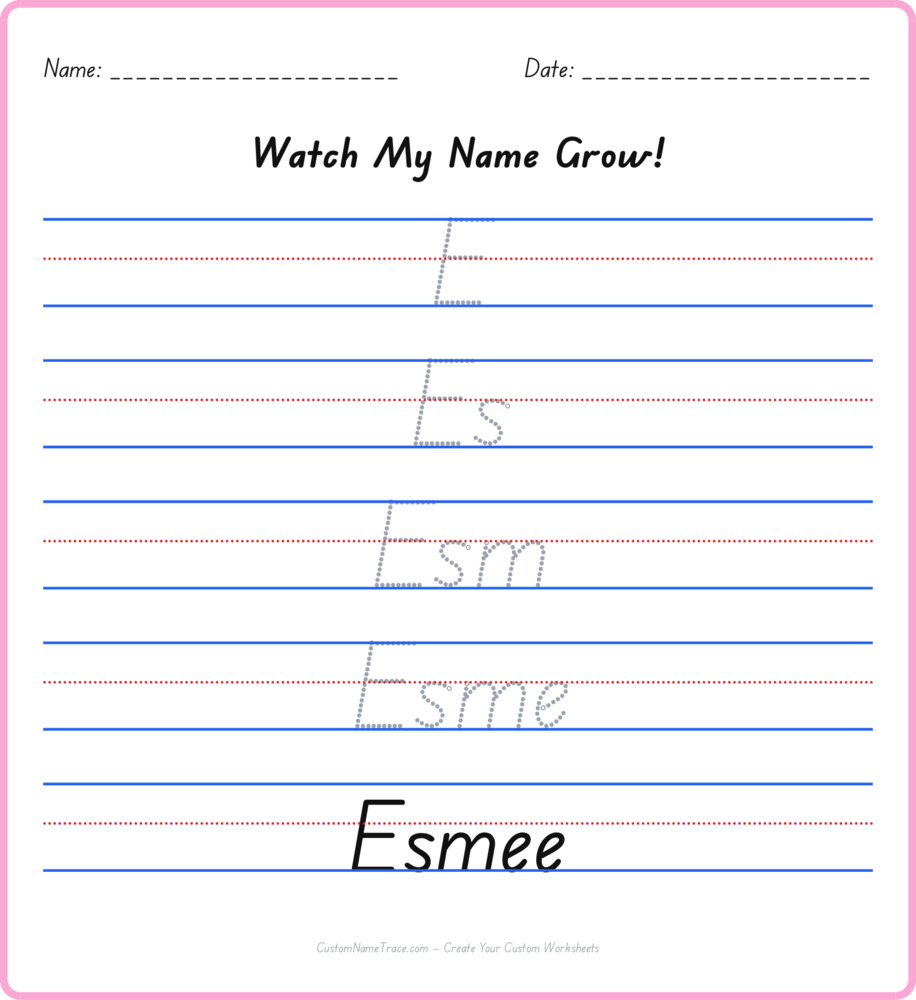 Free Esmee custom name tracing - pyramid free worksheet