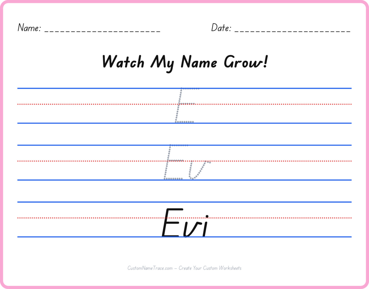 Free Evi custom name tracing - pyramid free worksheet