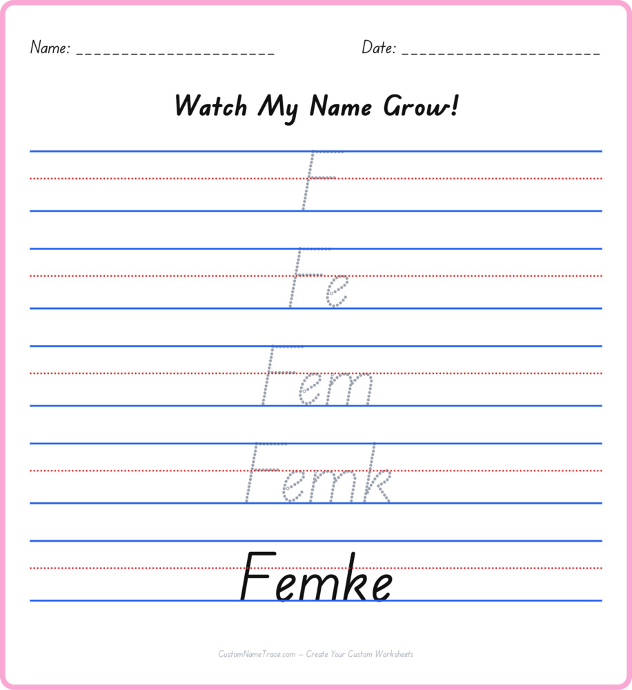 Free Femke custom name tracing - pyramid free worksheet