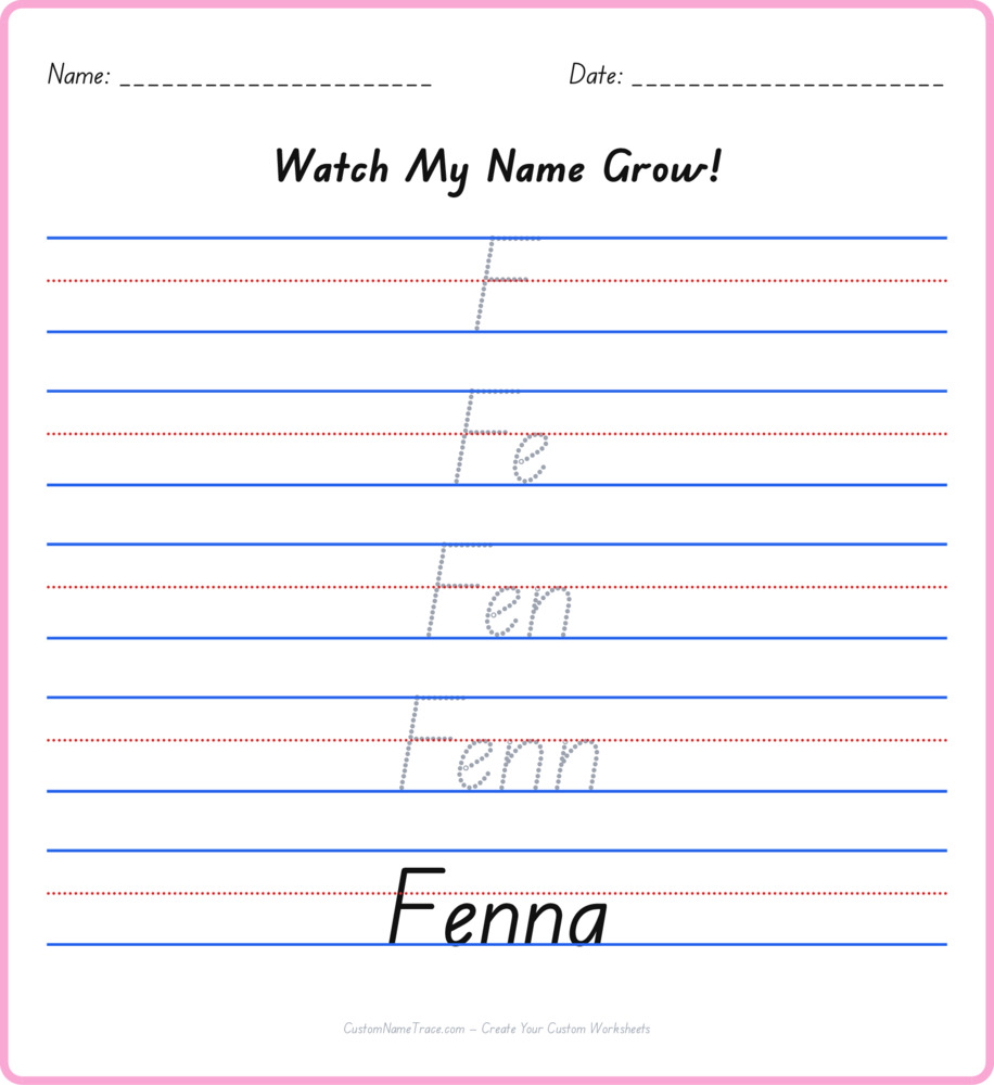 Free Fenna custom name tracing - pyramid free worksheet