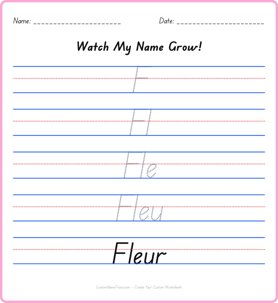 Free Fleur custom name tracing - pyramid free worksheet