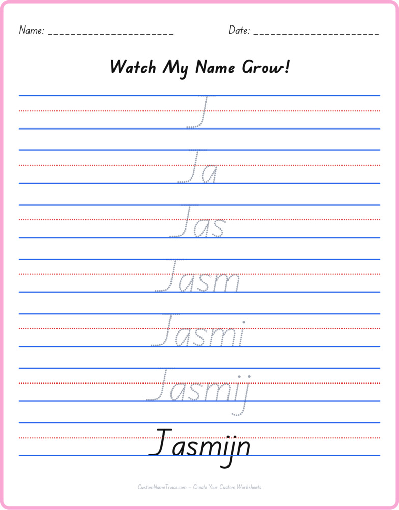 Free Jasmijn custom name tracing - pyramid free worksheet