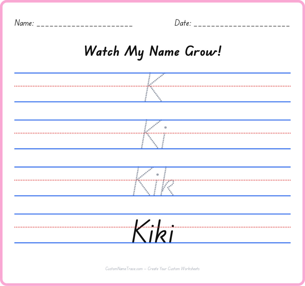 Free Kiki custom name tracing - pyramid free worksheet