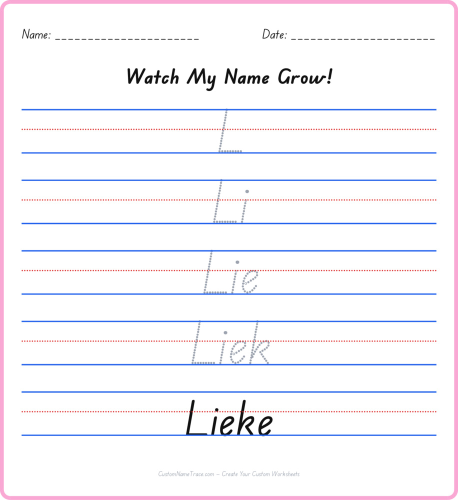 Free Lieke custom name tracing - pyramid free worksheet