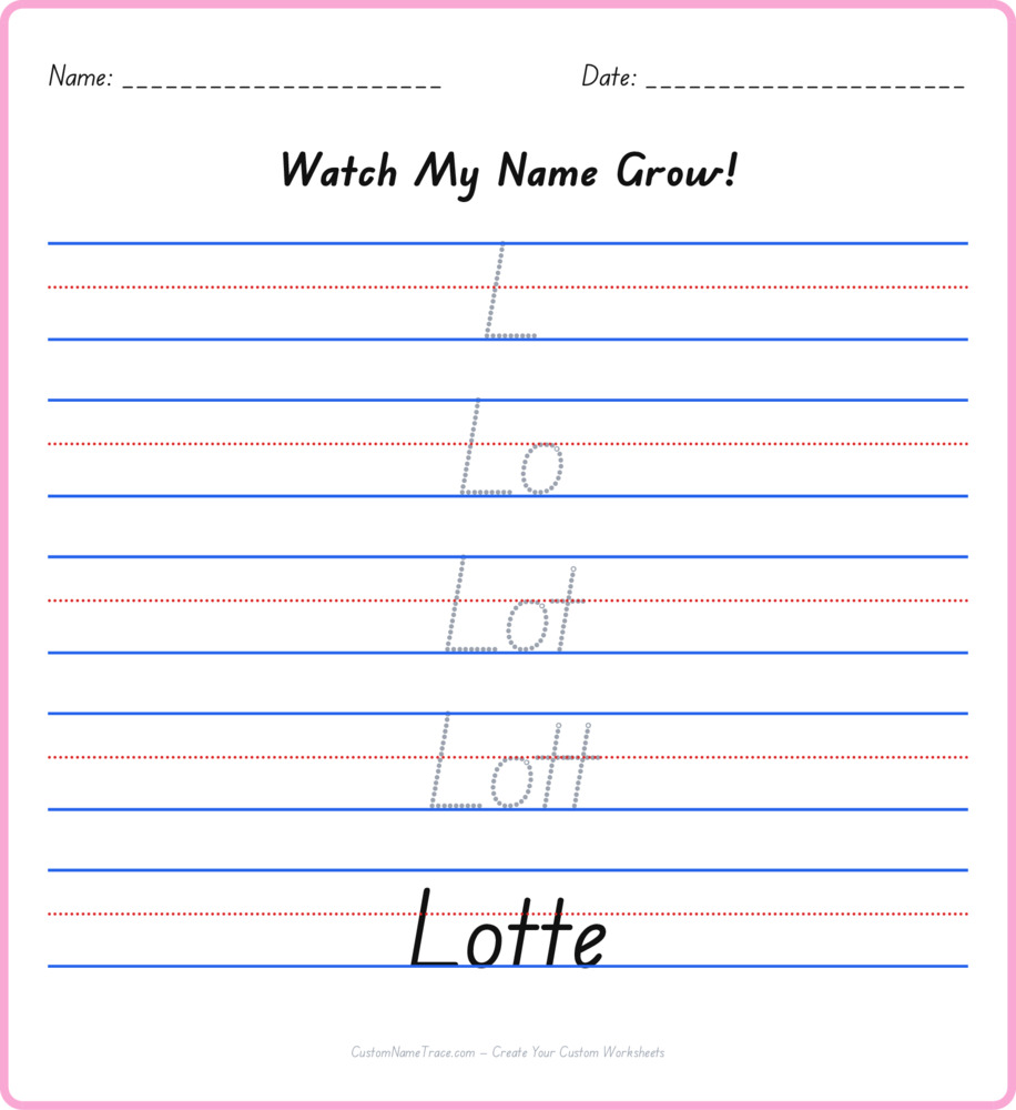 Free Lotte custom name tracing - pyramid free worksheet