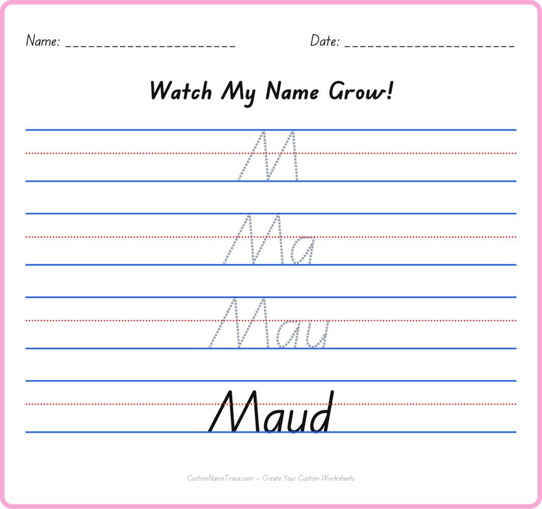 Free Maud custom name tracing - pyramid free worksheet