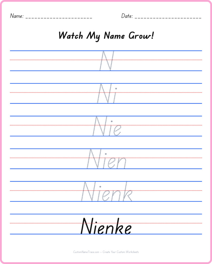 Free Nienke custom name tracing - pyramid free worksheet