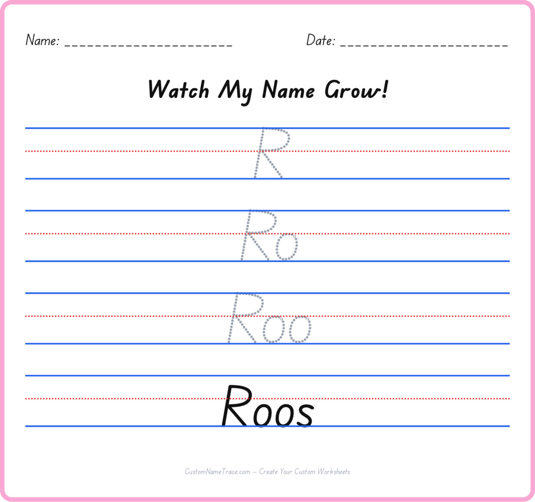 Free Roos custom name tracing - pyramid free worksheet