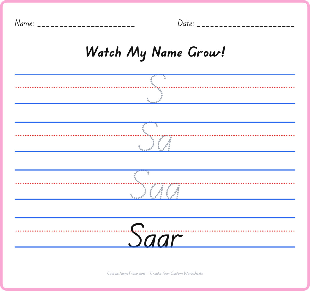 Free Saar custom name tracing - pyramid free worksheet